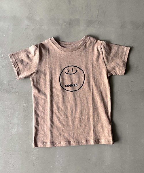 OMNES(オムネス)/【OMNES】キッズ 綿麻カットプリント半袖Tシャツ/ベージュ