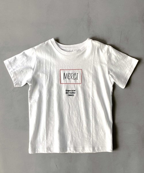OMNES(オムネス)/【OMNES】キッズ 綿麻カットプリント半袖Tシャツ/ホワイト系1