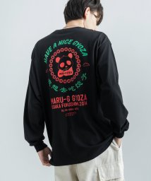 Rocky Monroe(ロッキーモンロー)/プリントTシャツ 長袖 ロンT メンズ レディース 別注 中華 餃子 チャイナ パンダ 飲食店 居酒屋 ルーズ オーバーサイズ ビッグシルエット クルーネック /ブラック