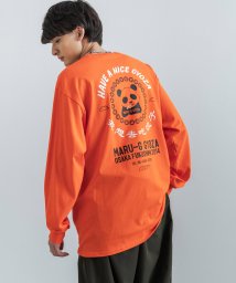 Rocky Monroe(ロッキーモンロー)/プリントTシャツ 長袖 ロンT メンズ レディース 別注 中華 餃子 チャイナ パンダ 飲食店 居酒屋 ルーズ オーバーサイズ ビッグシルエット クルーネック /オレンジ