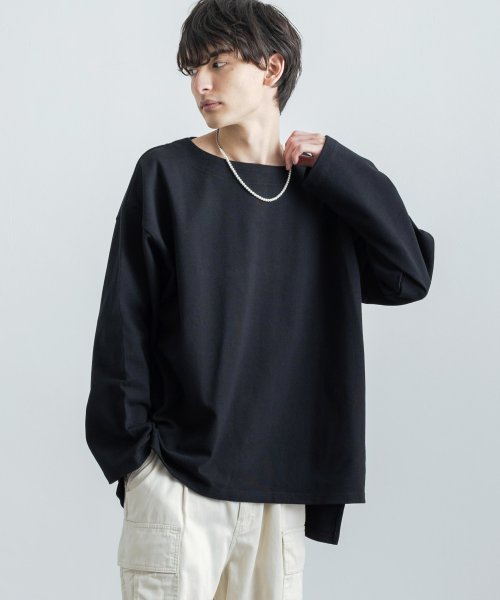 ボーダーtシャツ メンズ レディース ボートネック 長袖カットソー フレンチボーダー バスク生地 10オンス 日本製 ビッグシルエット ボックス オーバーサイズ ロッキーモンロー Rocky Monroe Magaseek