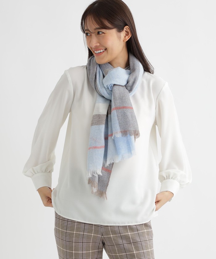 UNTITLED ウォッシャブル カシミヤストール グレンチェック セール】【手洗い可】ウールカシミヤウォッシャブルストール