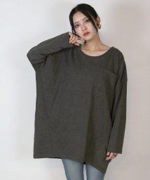 atONE(アットワン)/コクーンシルエット ビッグシルエット 無地ロング Tシャツ ロンT お揃い オーバーサイズ 男女兼用 レディース メンズM L LL3L 4L 春夏秋冬 楽ちん/チャコールグレー