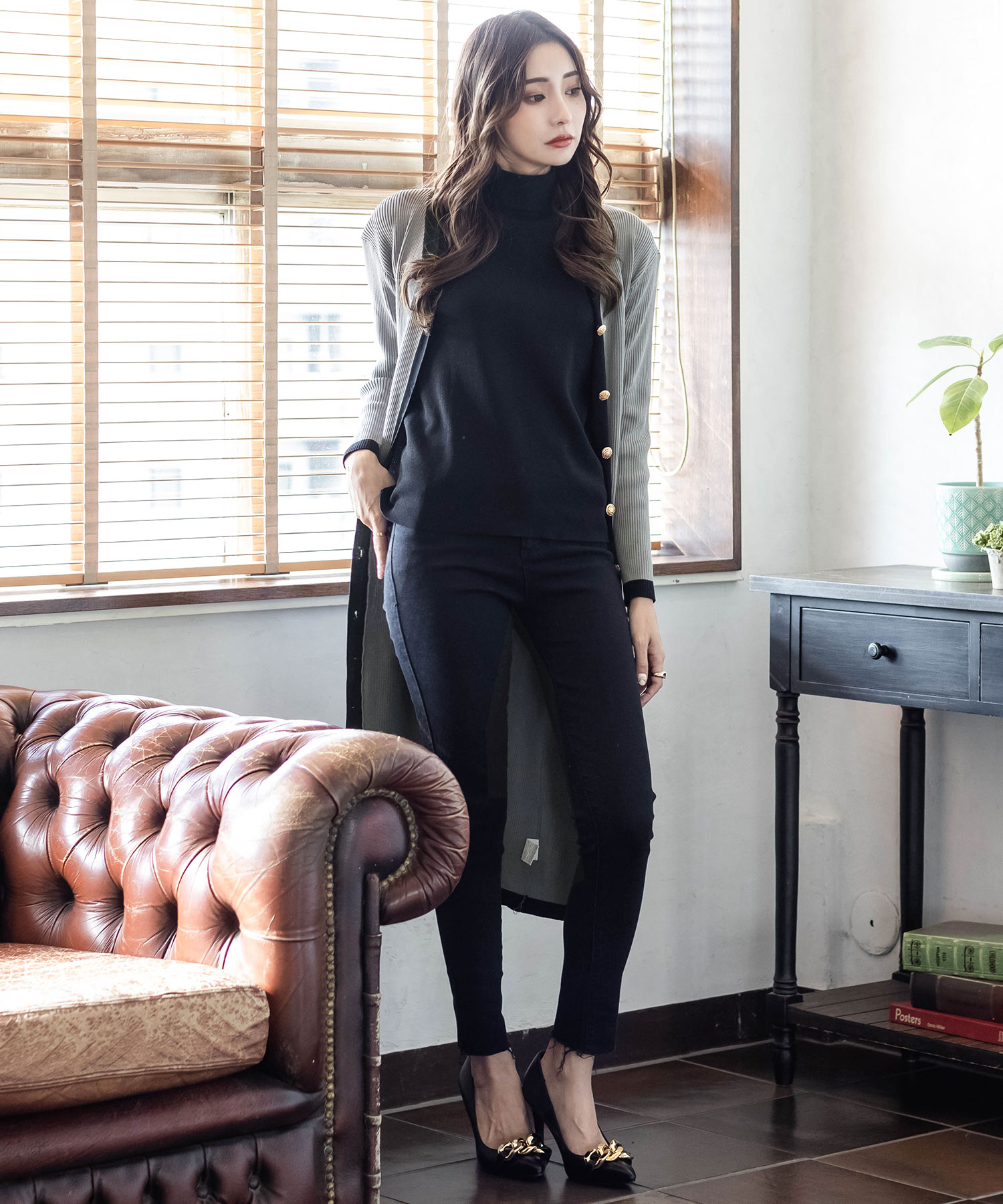 セール 2way ウエストリボン付きパイピングニットカーディガン ワンピース ジュリアブティック Julia Boutique Magaseek