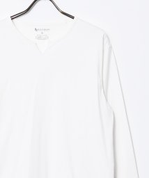 JEANS MATE(ジーンズメイト)/【BLUESTANDARD】コットン100％　キーネック長袖Tシャツ/ホワイト