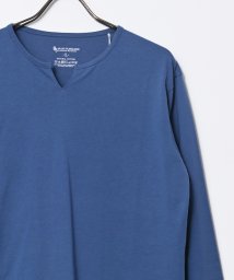 JEANS MATE(ジーンズメイト)/【BLUESTANDARD】コットン100％　キーネック長袖Tシャツ/ブルー