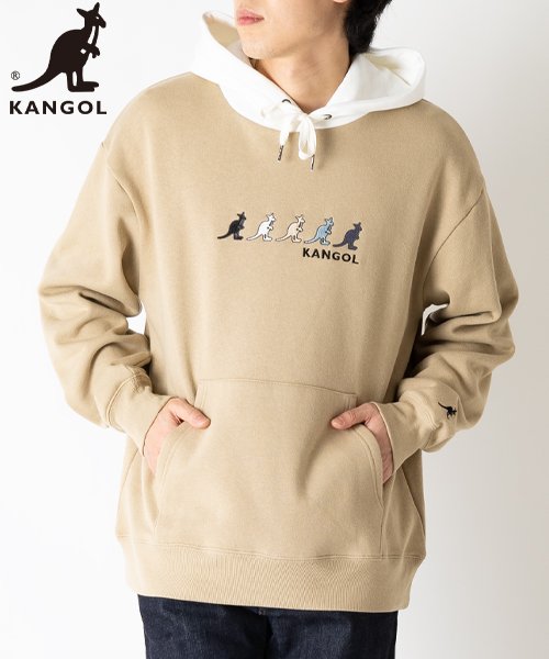 KANGOL(KANGOL)/【KANGOL】 カンゴール 5連刺繍 デザイン　長袖プルパーカー/ベージュ