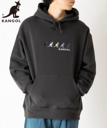 KANGOL(KANGOL)/【KANGOL】 カンゴール 5連刺繍 デザイン　長袖プルパーカー/チャコールグレイ