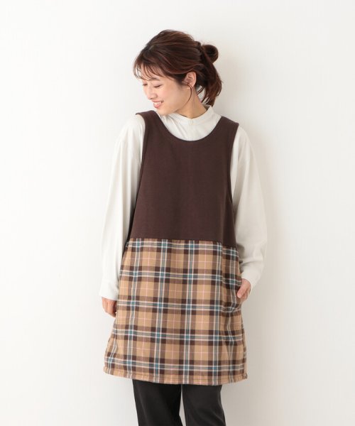 セール タータンチェック柄あったかチュニックエプロン アフタヌーンティー リビング Afternoon Tea Living Magaseek