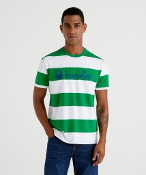 BENETTON (mens)(ベネトン（メンズ）)/ボーダーロゴ半袖Tシャツ・カットソー/ホワイト×グリーン