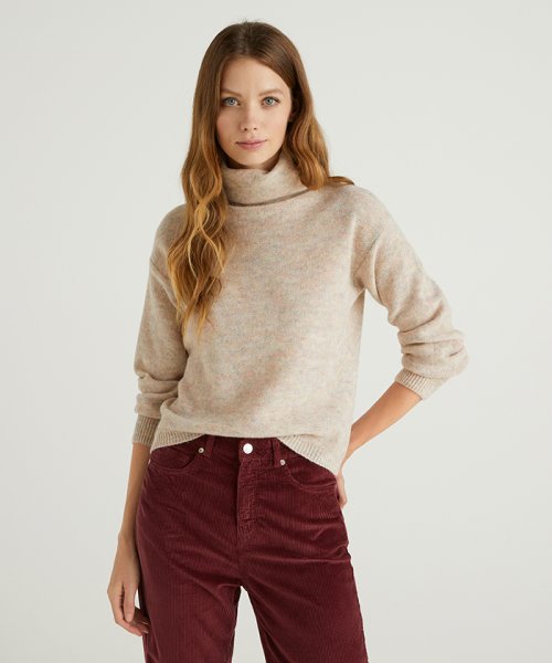 セール バルーンスリーブオフタートルネックニット セーター ベネトン レディース Benetton Women Magaseek