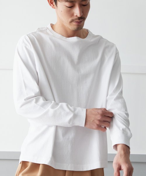 OMNES(オムネス)/【OMNES】ユニセックス 製品洗い 無地長袖Tシャツ/ホワイト