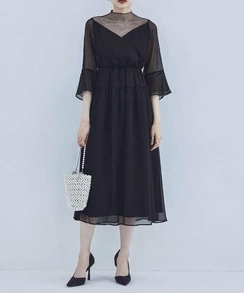 ラメチュールシフォンドレス ワンピース レディース カシュクール シフォンワンピース パーティードレス 楊柳 ワンピ ドレス オケージョン フォーマル 長袖 ロ エトル Etoll Magaseek