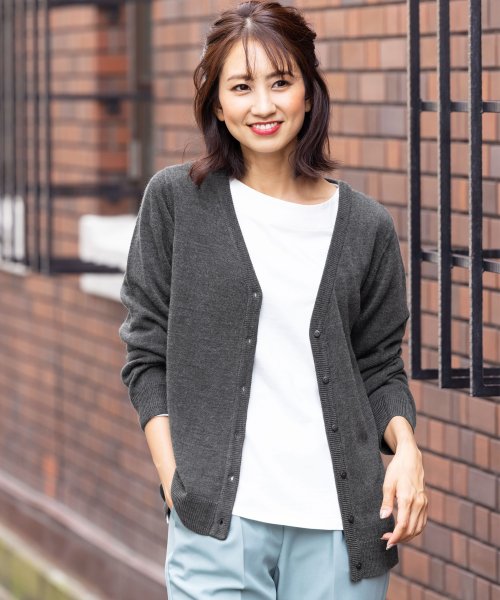 セール カシミアタッチカーディガン レディース Vネックカーデ ストレッチ素材 長袖 ミリアンデニ Mili An Deni Magaseek