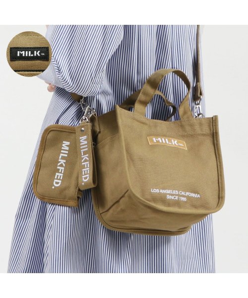 MILK FED(ミルクフェド)/ミルクフェド ショルダーバッグ MILKFED. EMBROIDERED BAR MINI SHOULDER BAG W/STRAP 103213053009/ベージュ