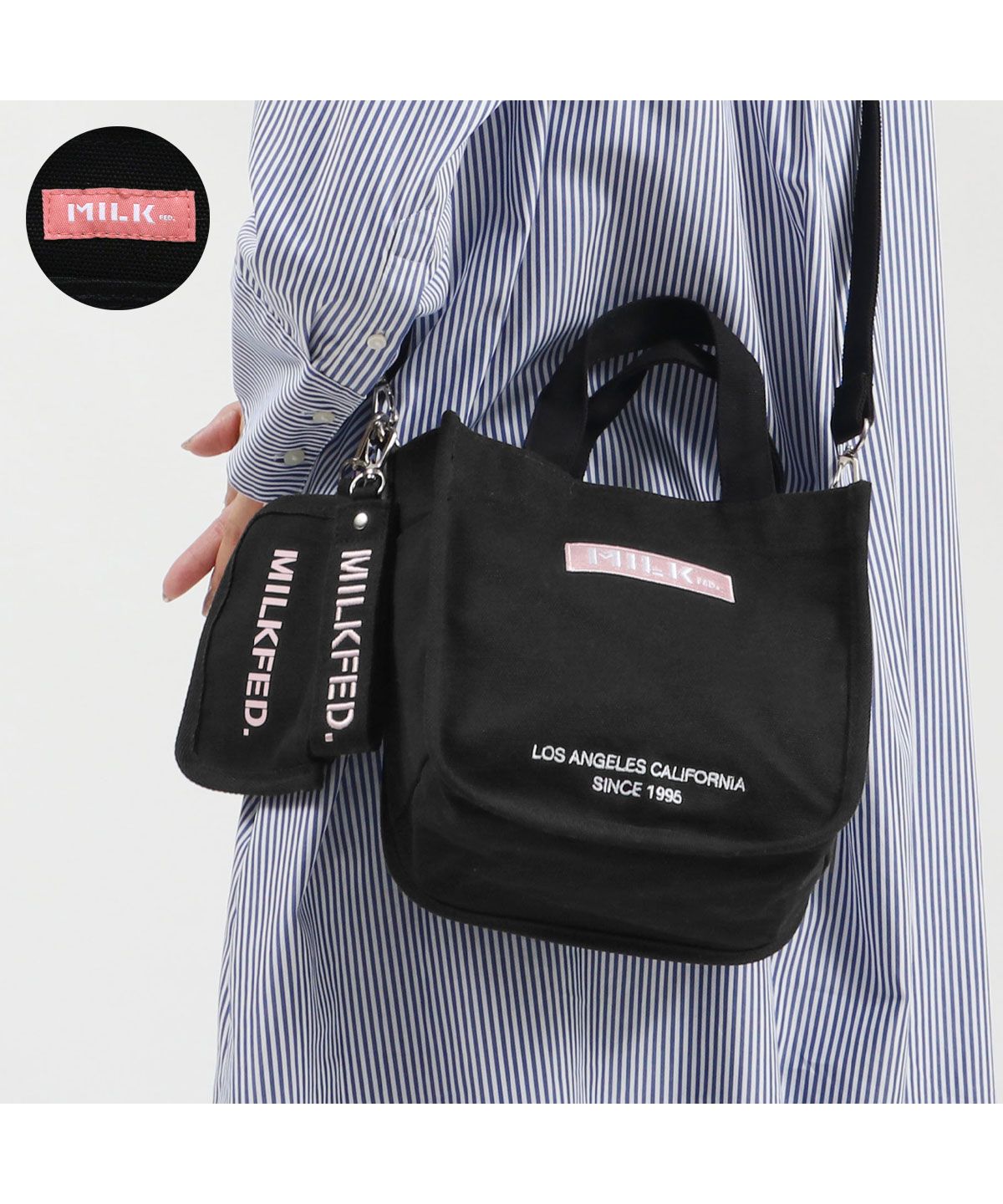 ミルクフェド ショルダーバッグ MILKFED. EMBROIDERED BAR MINI ... ミルクフェドメッセンジャーバッグ 停止中