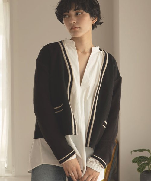 marjour(マージュール)/LINE CARDIGAN/ブラック