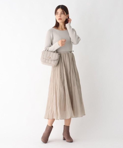 セール ニットドッキング プリーツフレアワンピース オペークドットクリップ Opaque Clip Magaseek