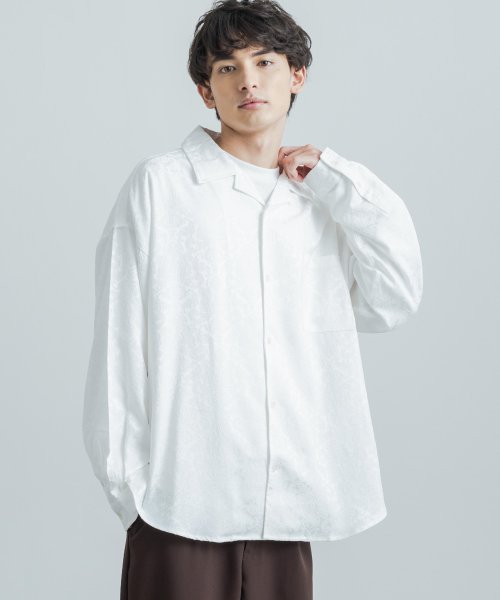 ドルマンスリーブシャツ メンズ レディース オープンカラー 開襟 長袖 総柄 ワイド ビッグシルエット ドロップショルダー カジュアル ダマスク サテン ジャガ ロッキーモンロー Rocky Monroe Magaseek ドルマンスリーブシャツ メンズ レディース オープンカラー 開襟 長袖 総柄 ワイド ビッグシルエット ドロップショルダー カジュアル ダマスク サテン ジャガ ロッキーモンロー Rocky Monroe Magaseek