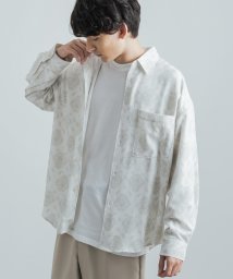 Rocky Monroe(ロッキーモンロー)/総柄シャツ 長袖 メンズ レディース レギュラーカラー カジュアル とろみ グラフィック ビッグシルエット オーバーサイズ ワイド ストレッチ 伸縮性 ストリー/ホワイト