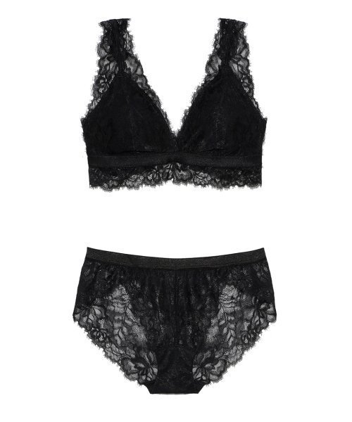 LILY BROWN Lingerie(LILY BROWN Lingerie)/【LILY BROWN Lingerie】クラシカルアイラッシュレース ノンワイヤーブラ・ショーツセット/BLK