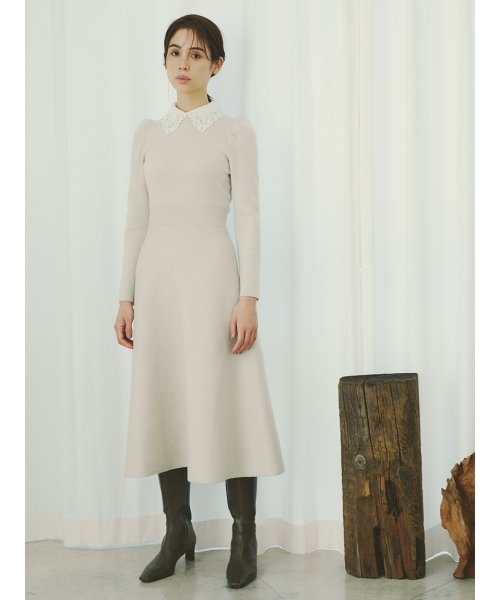 セール ホワイトレースカラーニットワンピース スナイデル Snidel Magaseek