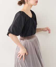 NICE CLAUP OUTLET(ナイスクラップ　アウトレット)/【natural couture】ボリュームスリーブ2WAYギャザーブラウス/ブラック
