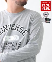 MARUKAWA(大きいサイズのマルカワ)/【CONVERSE】コンバース 大きいサイズ 長袖 カレッジ プリント Tシャツ/ミディアムグレー