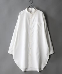 SITRY(SITRY)/【SITRY】Silky Drape Band Collar long Shirt/シルキードレープ バンドカラー ロングシャツ/ホワイト