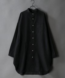 SITRY(SITRY)/【SITRY】Silky Drape Band Collar long Shirt/シルキードレープ バンドカラー ロングシャツ/ブラック