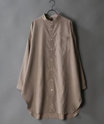 SITRY(SITRY)/【SITRY】Silky Drape Band Collar long Shirt/シルキードレープ バンドカラー ロングシャツ/マルーン