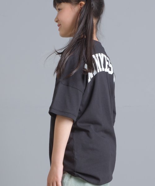 OMNES(オムネス)/【OMNES】キッズ 綿麻カット ビッグ半袖プリントTシャツ/ブラック