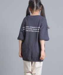 OMNES(オムネス)/【OMNES】キッズ 綿麻カット ビッグ半袖プリントTシャツ/ネイビー