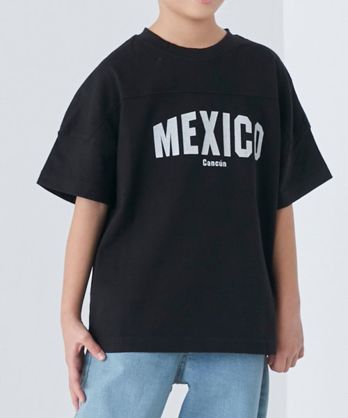 OMNES(オムネス)/【OMNES】キッズ バイオ加工 フットボールロゴプリント半袖Tシャツ/ブラック