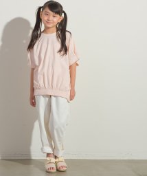 OMNES(オムネス)/【OMNES】キッズ 梨地裾ギャザー半袖Tシャツ/ライトピンク