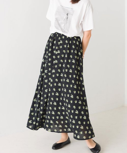 OMNES】シフォンフラワー プリントサーキュラースカート(504339291  