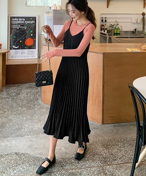 セール Doula Doula プリーツ切り替えキャミワンピース 21秋冬商品 韓国ファッション ドゥーラドゥーラ Doula Doula Magaseek