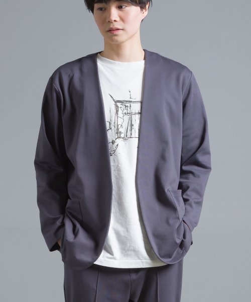 Omnes Another Edition メンズ ストレッチポンチ ノーカラージャケット オムネス Omnes Magaseek