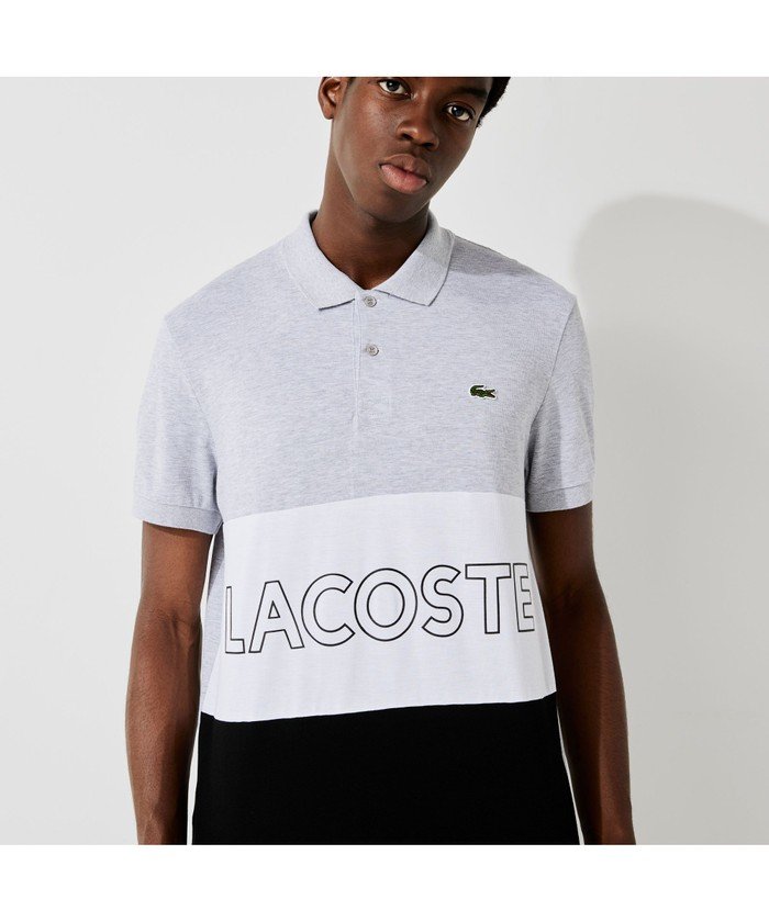 値段 販売 ラコステ メンズ グレー カラーブロックポロシャツ ウルトラライトコットン Lacoste Qxxio 2 日本サイズs 直販大阪 New 7cascades Com