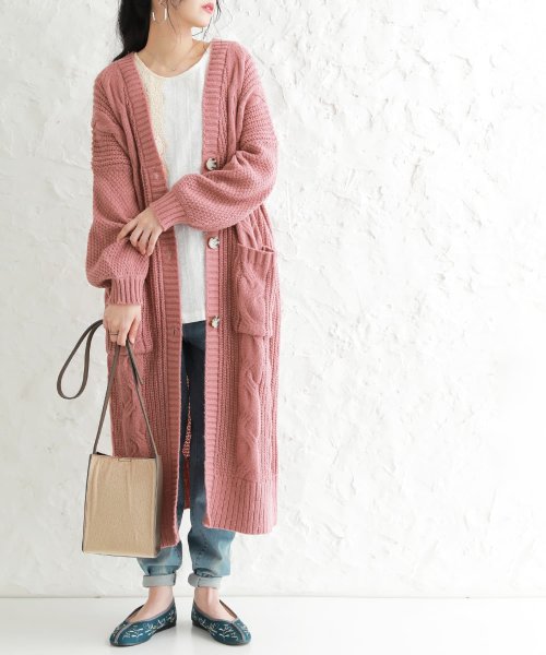 モヘヤタッチロングカーディガン オシャレウォーカー Osharewalker Magaseek