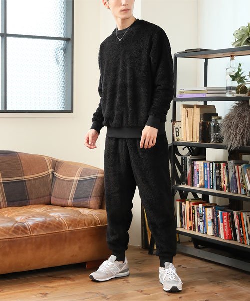 セール トップイズム Topism 上下セット シャギーボア フリース メンズ スウェット モコモコ セットアップ無地 暖かい 男女兼用 Magaseek