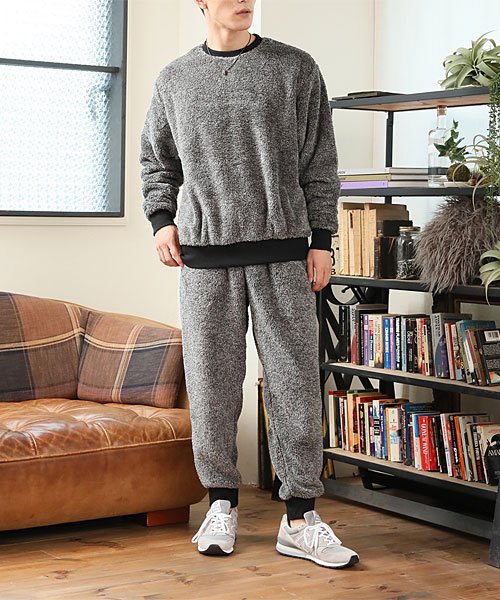 セール トップイズム Topism 上下セット シャギーボア フリース メンズ スウェット モコモコ セットアップ無地 暖かい 男女兼用 Magaseek