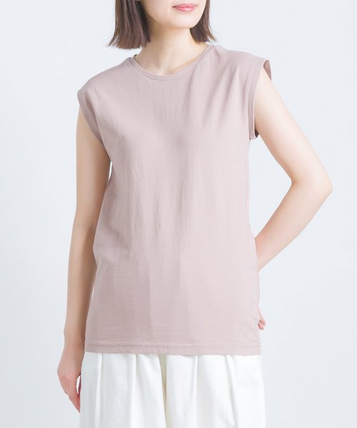 OMNES(オムネス)/【OMNES】製品洗いコットン ノースリーブTシャツ/ピンク