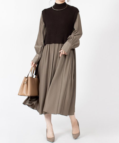 ピエール カルダン Pierre Cardin ニット シャンブレー ドッキングワンピース Magaseek