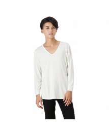 MAC HOUSE(men)(マックハウス（メンズ）)/MAC HEAT マックヒート Vネック9分袖インナーTシャツ 313102MH/ホワイト