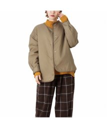 MAC HOUSE(women)(マックハウス（レディース）)/NAVY ネイビー パフノーカラージャケット 571－3430/ブラウン