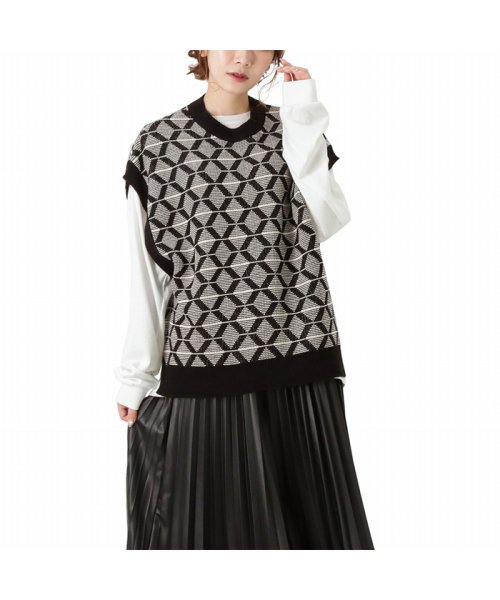 Navy ネイビー ジャガードニットアンサンブル Nv2804 マックハウス レディース Mac House Women Magaseek