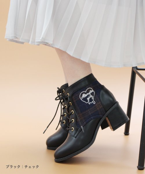 Algy アルジー レースアップチャンキーヒールブーツ 厚底 ブーツ ショート レースアップ チャンキー ヒール 女の子 ガーリー ティーンズ キッズ ジュニア Algy Algy Magaseek