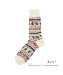 DISNEY(DISNEY)/福助 公式 靴下 メンズ くまのプーさん 刺繍 クルー丈  006－2182 大人 キャラクター  日本製/ホワイト