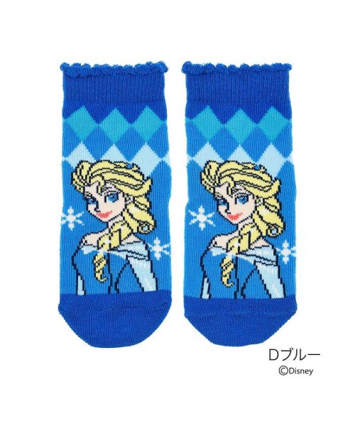 福助 公式 靴下 ベビー Disney ディズニー アナと雪の女王 エルサ柄 クルー丈 スベリ止め付き ディズニー Disney Magaseek